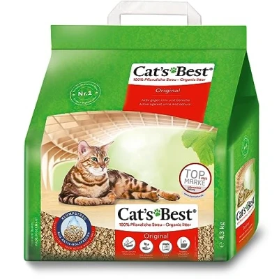 Imagen de Cat&#039;s Best Arena para Gatos Aglomerante EcoPlus 10L (4,3 kg). Biodegradable Hasta 7 Semanas de Uso. Lecho Fibra Vegetal Aglutinable.