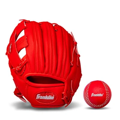 Imagen de Franklin Sports Teeball Glove and Ball Combo 22711L RTP Performance tee Guantes de Bola, Rojo, 95 Pulgadas, Unisex, 9.5&quot;