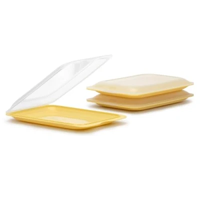 Imagen de Tatay Set de 3 Unidades Porta Embutidos y Alimento Fresh, Libre BPA, Reutilizables, Apilables, Apto Lavavajillas Microondas, Color Amarillo. Medidas 17 x 3,2 25,2 cm