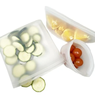 Imagen de Carlett Pack de Bolsas Silicona Reutilizables Almacenamiento Alimentos Ocupan Poco Espacio Reciclables y Libres BPA 3 Tamaños Disponibles