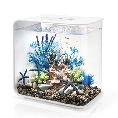 Imagen de biOrb 72034 FLOW 30 LED en blanco elegante acuario de diseño completo con sistema filtrado, iluminación LED, grava fondo y difusor aire resistente cristal acrílico
