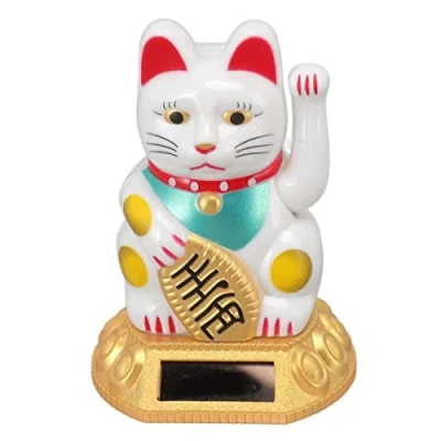 Imagen de JTLB Gato de la Suerte, Fortuna Que Agita el Oro, Suerte Chino Lindo Maneki Neko Feng Shui Buena Riqueza Bienvenida Gatos Exhibición del Hogar(Blanco)