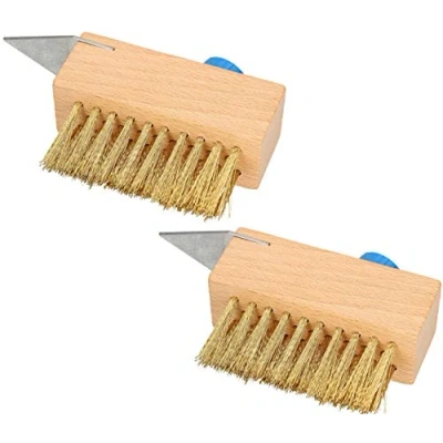 Imagen de KOTARBAU® 2 Cepillos para Limpiar Juntas, 40 mm, Cerdas de Acero sin Mango, Cepillo Limpiador Musgo y Malas Hierbas, adoquines, Unidades