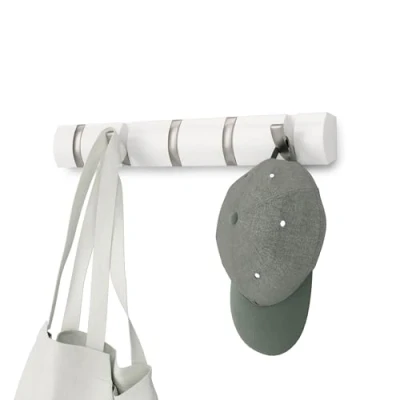 Imagen de Umbra Flip Perchero de pared con 5 ganchos extraíbles, Álamo, Blanco
