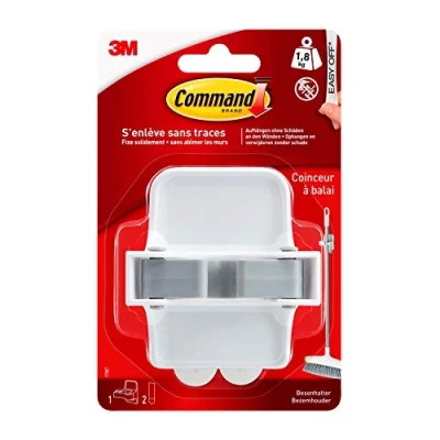 Imagen de Command 17007 Soporte para Escoba, hasta 1,8 kg de Carga, 1 Gancho y 2 Tiras, Rojo, Standard