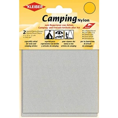 Imagen de Kleiber Canvas Style Self Adhesive Waterproof Nylon Repair 2 Patches (10cmx12cm Each) Light Grey, Plateado, 12 x 10 Centimeters