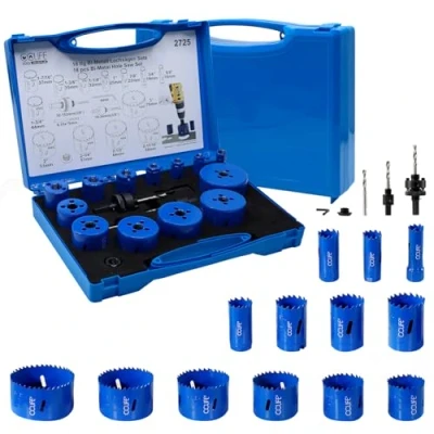 Imagen de CCLIFE 18 piezas Juego Coronas Perforadoras, Sierras de Broca Ø 22 64 mm Profundidad Corte 38 mm, para Taladrar Metal, Bi Madera, Acero Inoxidable