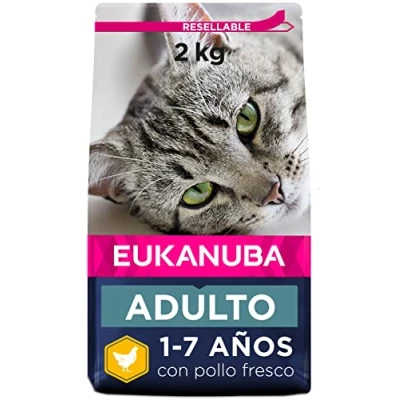 Imagen de Eukanuba Alimento seco para gatos adultos, rica en pollo fresco, 2 kg