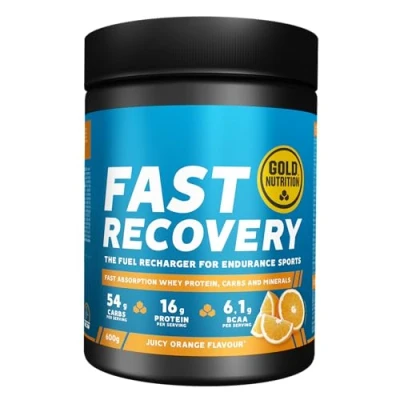 Imagen de FAST RECOVERY Recuperador muscular con BCAA, Carbohidratos y Proteína Aisalada de Suero GoldNutrition Sabor Naranja 600g