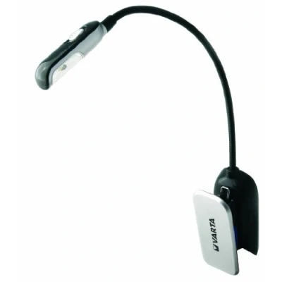 Imagen de Varta 5 mm LED Book Light incl. 2 pilas de botón CR2032, lámpara lectura, luminaria trabajo, con pinza, mesa para Kindle, libros, atriles, teclados Cuello flexible