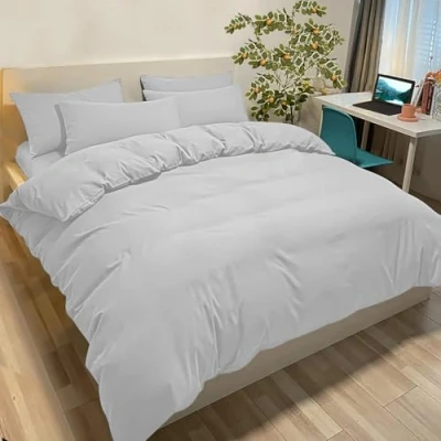 Imagen de Fundas Nórdicas Cama 135 150 Microfibra Juego de Funda Edredón 240x220 cm, 2 Almohada 50 x 80 cm Gris Claro