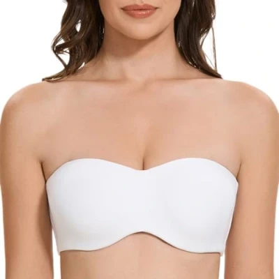Imagen de MELENECA Sujetador con Aros sin Relleno Reductor Tirantes Bandeau para Mujer Blanco 95C