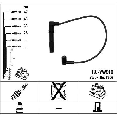 Imagen de NGK 7306 Juego de Cables Encendido 4 SEAT: Ibiza 3, 2, Arosa, VOLKSWAGEN: Polo III Hatchback, Lupo / 3L, IV Hatchback