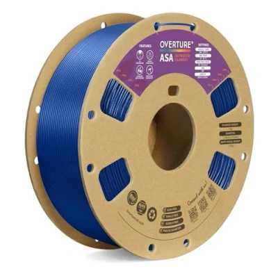 Imagen de OVERTURE ASA Filamento 1kg Para Impresora 3D 1.75mm, Resistente al Calor y a la Intemperie, Precisión Dimensional +/ 0.02mm(Azul Diamante)