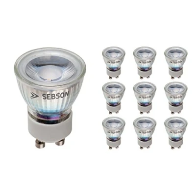 Imagen de SEBSON Bombilla LED GU10 3W Equivalente a 25W 250 Lúmenes Blanco Cálido 2900K No Regulable Angulo de Haz 46 Spot 230V ø35x47mm Juego 10