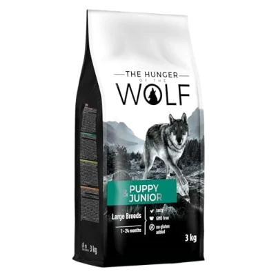 Imagen de the Hunger of Wolf Alimento seco para cachorros y perros jóvenes de razas grandes gigantes, fórmula con alto contenido carne aves corral 3 kg