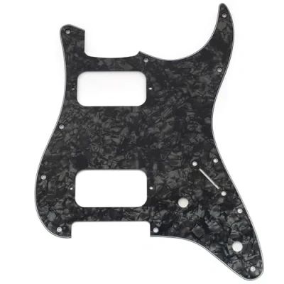 Imagen de Musiclily Pro 11 Agujeros Golpeador ST Guitarra HH Pickguard Con para Esquina Redonda 2 Humbucker Potenciómetros Eléctrica tipo Fender Squier Strat, 4 capas Black Pearl