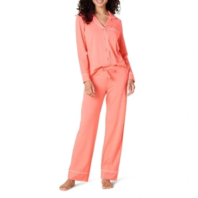 Imagen de Amazon Essentials Conjunto de Pija con Camisa Manga Larga y Pantalón Largo en Modal Algodón Mujer, Rosa Coral, 3XL Grande