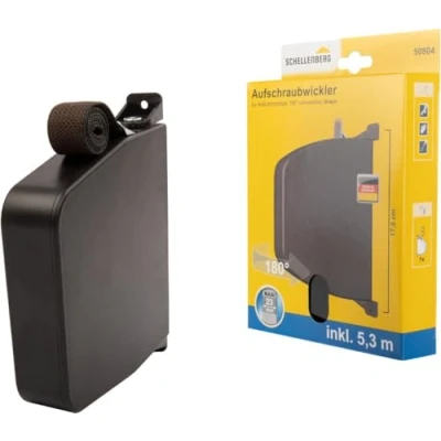 Imagen de Schellenberg 50804 Enrollador de cinta atornillado para montaje en superficie, System Mini, incl. persiana premontada 17 mm x 5.3 m longitud, negro