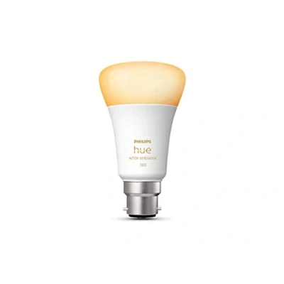 Imagen de Philips Hue Bombilla LED inteligente de color blanco [Bayonet Cap B22] 1100 lúmenes (equivalente a 75 W) Funciona con Alexa, Asistente Google, Apple Homekit.