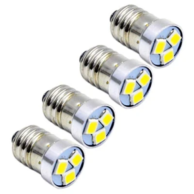 Imagen de Ruiandsion bombilla LED E10 (4 unidades, 3 V, 6 12 V), 3030, SMD, luz blanca de repuesto para faros, linternas, negativo a tierra, V