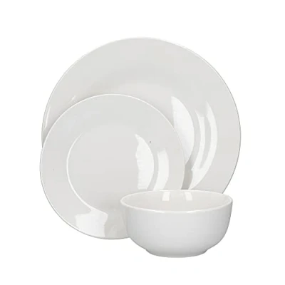 Imagen de Mikasa Camberlie Dish Set, Vajilla de Porcelana Blanca, Platos y Cuencos Estilo Escandinavo, 12 Piezas con 4 Planos (27 cm), Auxiliares (19,5 cm) (14 1 Juego