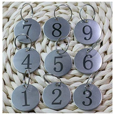 Imagen de Sourcemall Etiquetas numeradas de acero inoxidable 3 cm para llaves, identificación, llaveros numerados (1 10)