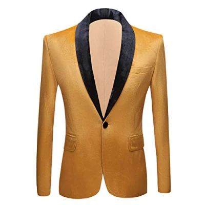 Imagen de PYJTRL Chaqueta de Terciopelo Estilo Masculino (L, Yellow)