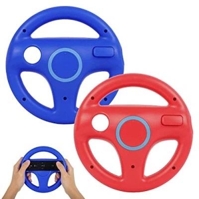 Imagen de GEEKLIN volante para mando de Wii, 2 piezas carreras compatible con Mario Kart, juego Nintendo Wii Remote Game