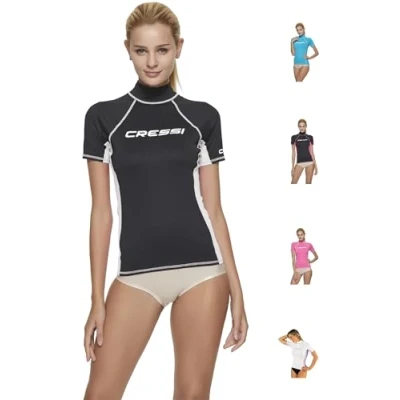 Imagen de Cressi Rash Guard Camiseta con Filtro de Protección UV UPF 50+, Mujer, Negro, M