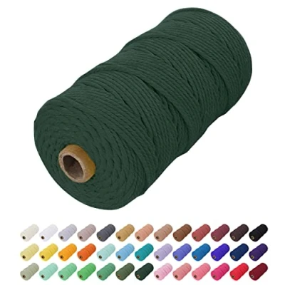 Imagen de Uiopa Hilo Macrame 2mm x 200m, Cuerda de Algodon Natural Cordel, Manualidades para DIY Pared, Cortina, Colgar Plantas, Decoracion Dormitorio (Verde oscuro)