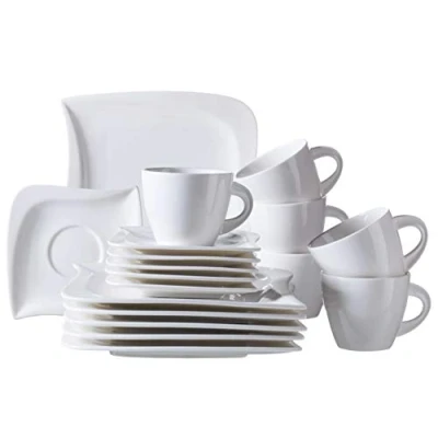 Imagen de Verso La Musica New Bone Servicio de café y té 18 Piezas, 6 Tazas, Platos Postre, Color Blanco