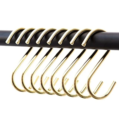 Imagen de rod &amp; knot Ganchos en forma de S metal resistente, 8 unidades (dorado)