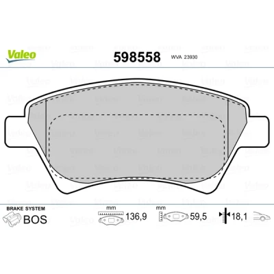 Imagen de VALEO 598558 Juego de pastillas freno Eje delantero excl. contacto avisador desgaste Chapa antichirridos RENAULT: MEGANE 2, SCENIC 2