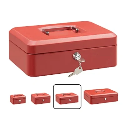 Imagen de ARREGUI Elegant C9234 Caja Caudales con Llave para Contar y Transportar Dinero de Seguridad acero bandeja interior fuerte portatil 25 cm ancho Color Rojo