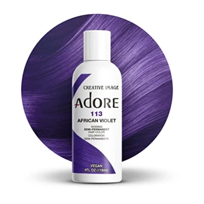 Imagen de Adore Shining 113 Tinte de pelo semipermanente, color violeta africano, 118 ml (Paquete 1)