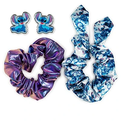 Imagen de DISNEY Lilo &amp; Stitch VE700427L Juego de pendientes y coletero azul, 4 Piece Set, Tela, Sin piedras preciosas
