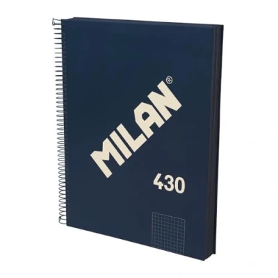 Imagen de MILAN® Cuaderno A4 con tapa dura, papel cuadriculado (5 x 5 mm), 120 hojas de 95 gr/m², colección goma 430, azul