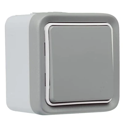 Imagen de Legrand Interruptor inalámbrico impermeable para instalación conectada Plexo con Netatmo completo saliente, color gris
