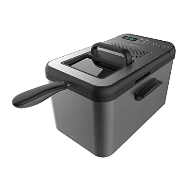 Imagen de Cecotec Freidora de Aceite 4,2 Litros Cleanfry Luxury 4000 Dark. 3270 W, Acero Inoxidable Tintado en Negro, 5 Programas Preestablecidos, Filtro OilCleaner