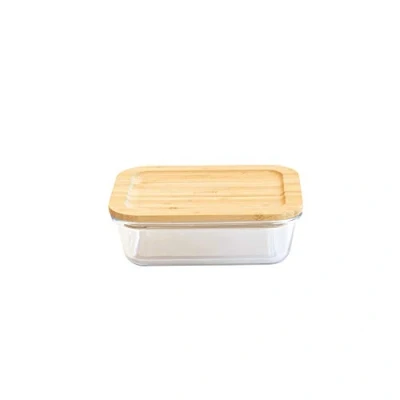 Imagen de PEBBLY PKV 008 Tarro Rectangular de Cristal y bambú, Natural, Rectangular, 650 ml