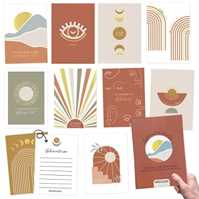 Imagen de Papierdrachen 32 tarjetas de afirmación con declaraciones positivas, atención plena caja regalo, motivacionales, para hacer frente al estrés amor propio,