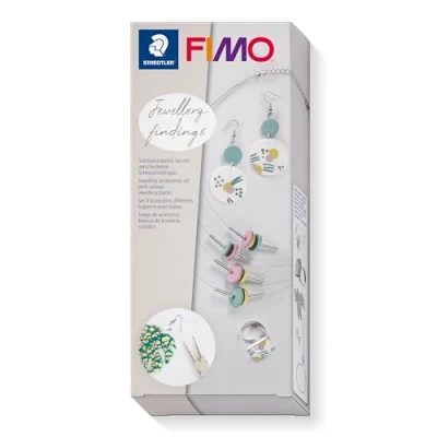 Imagen de STAEDTLER 8625 SET2 FIMO Accesorios de joyería surtidos para joyas arcilla polimérica (incluye anillo cuadrado, collar capas y cables gancho)