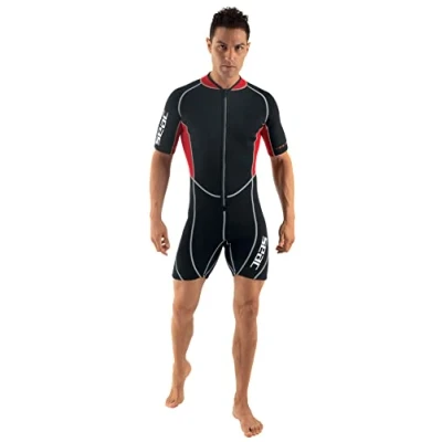 Imagen de Seac Ciao Man Traje Corto para Hombres, Neopreno de 2.5 mm Snorkel, Buceo y Otras Actividades acuáticas, XXL, Negro/Rojo
