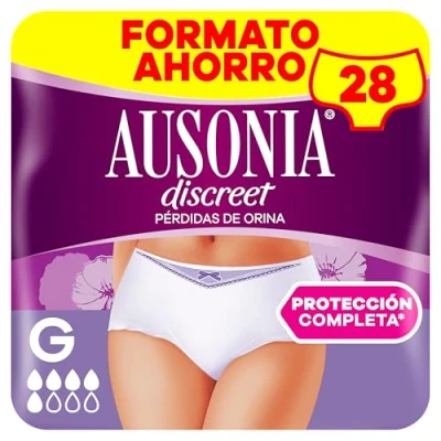 Imagen de Ausonia Discreet Pants Normal, Ropa Interior para Pérdidas de orina, 28 Braguitas incontinencia mujer. Talla G. Retiene los Olores, la Humedad y Evita Fugas