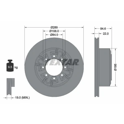 Imagen de TEXTAR 93089600 Disco de freno 289 22 08/08 108 macizo sin perno sujeción rueda, buje rueda IVECO: DAILY 6 , Pritsche/Fahrgestell