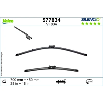 Imagen de Limpiaparabrisas Valeo 577834 delante Escobilla con hoja plana sujeción por perno NISSAN: X Trail, VOLKSWAGEN: ID.4, SKODA: Enyaq IV SUV