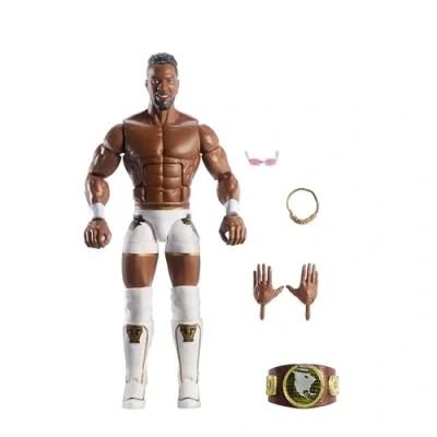 Imagen de Mattel WWE Elite Series113 Trick Williams figura de acción y accesorios, coleccionable 15,24cm con 25 puntos articulación manos intercambiables, JCH91