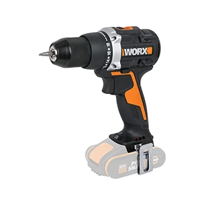 Imagen de Taladro atornillador Brushless 20V Worx PowerShare WX102.9 sin batería, ni cargador motor escobillas, portabrocas metálico 2 velocidades, carcasa de engranajes metálica