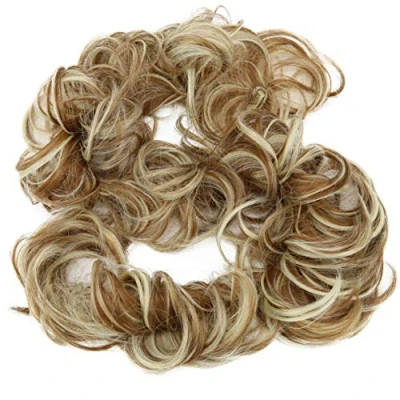 Imagen de CAISHA XXL Postizo Coletero Pelo De Novia Voluminoso Riccio Chignon Mezcla Rubio Castaño Claro HW34